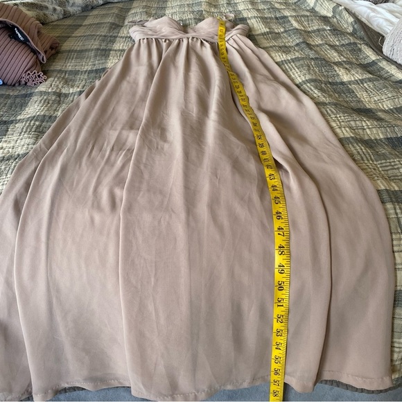 Azazie Bridesmaid Blake Dress Formal Prom Evening Gown Maxi Lace Blush Tan: 4 - Picture 13 of 13